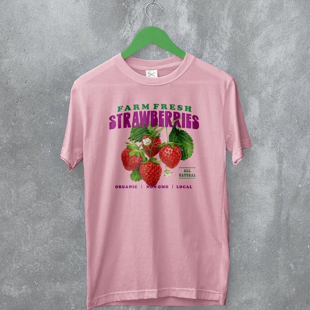 Peaches Records Strawberries Music Logo Retro Album Graphic Fan Style T-Shirt
